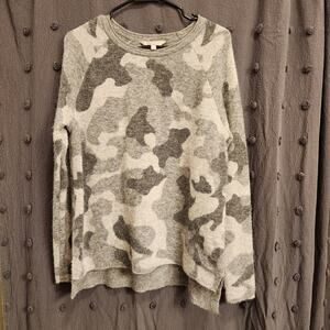 ATHLETA Undercover Camo Sweater Women Medium M Gray Alpaca Wool Long Sleeve Crew
